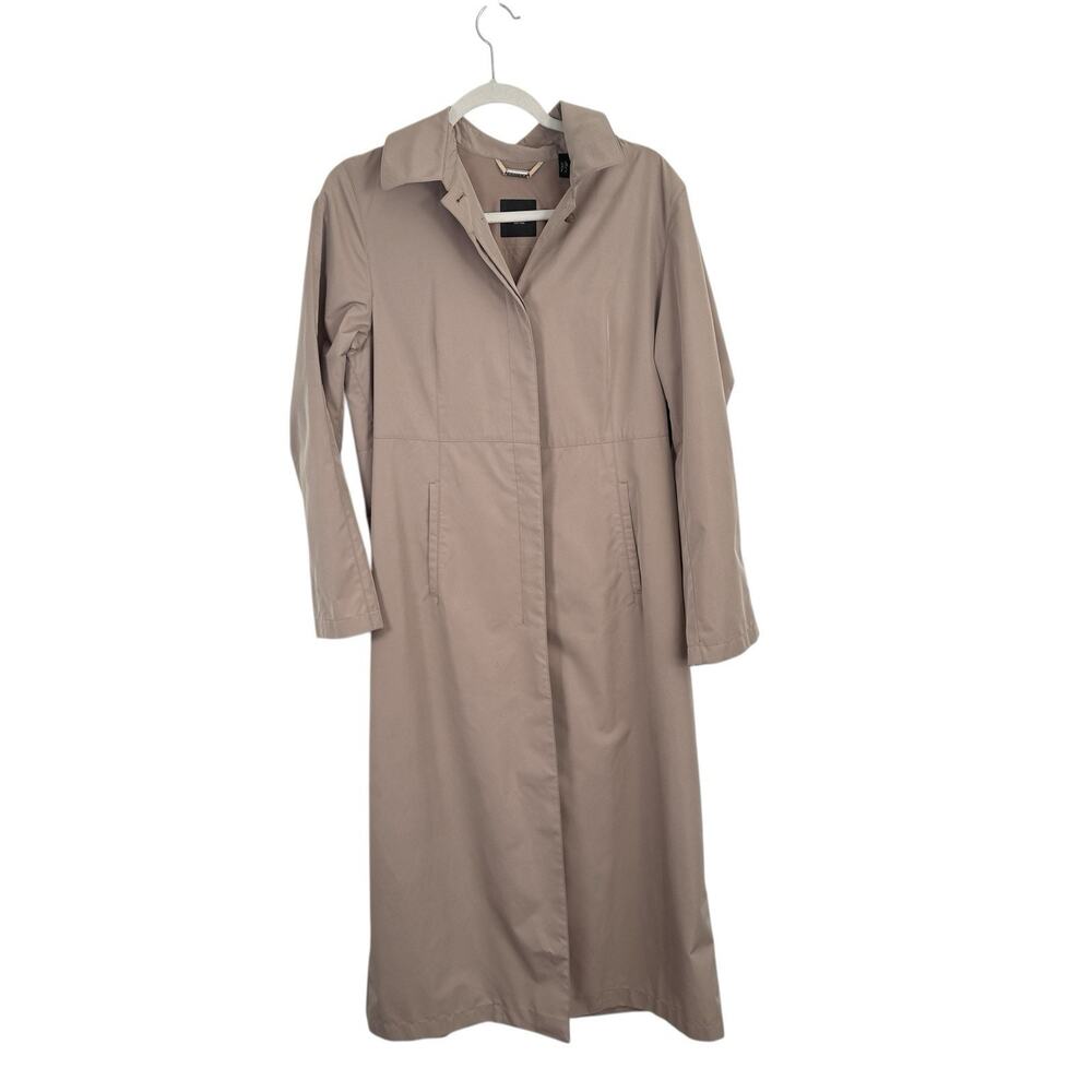 Sanyo New York Beige Trench Lightweight Over Coat Hooded Pockets Womens Medium?